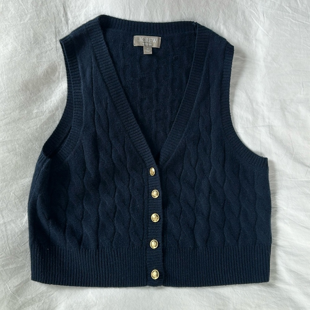 J. Crew navy cashmere vest